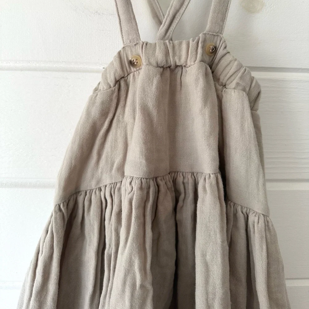 NWT Monbebe Gauzy Cotton Boho Neutral Can Can Wear 2 Ways Skirt Dress in Gray S